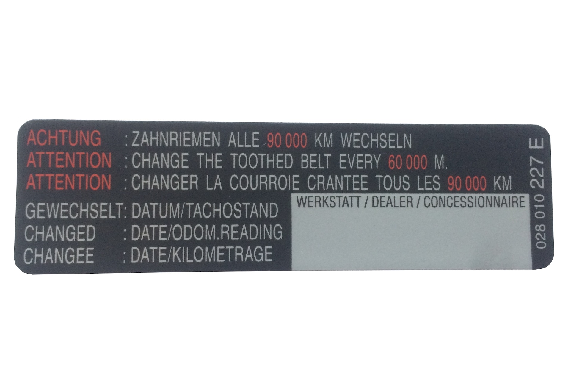 Original Zahnriemenschild